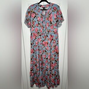 Torrid Size 1 Pink and Blue Maxi Dress